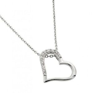 Sterling Silver Rhodium finish Clear CZ necklace